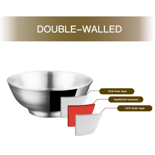 IMEEA 54 Oz Ramen Bowls Stainless Steel Double Wall Soup Bowls, Set of 2