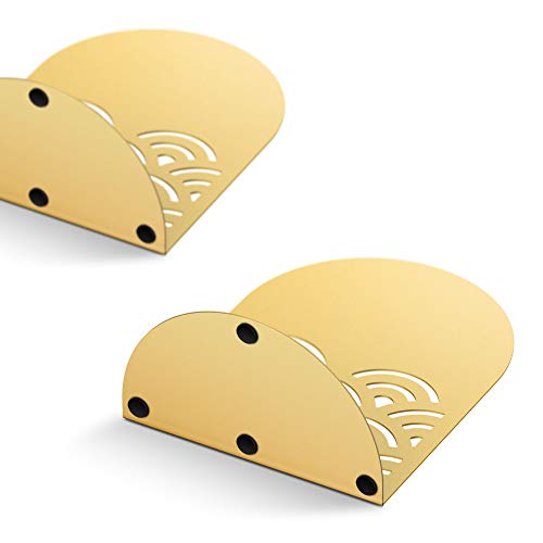 QiMing Ukiyoe Auspicious Clouds Bookends for Books,1 Pair Metal Wavy Pattern Book Holders for Office Shelves Adults Gift(Gold) - color: Gold