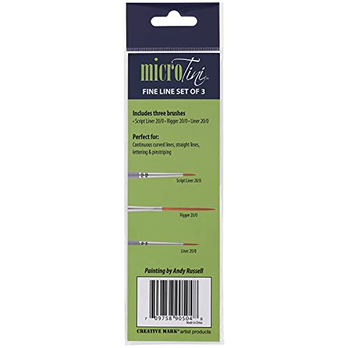 Creative Mark 3 Piece Micro Detail Paint Brush Set, Mini Paintbrushes for Acrylic, Watercolor, Oil, Face, Nail, Scale Model Painting & Line Drawing - size: Fine Line Set (3 Piece)