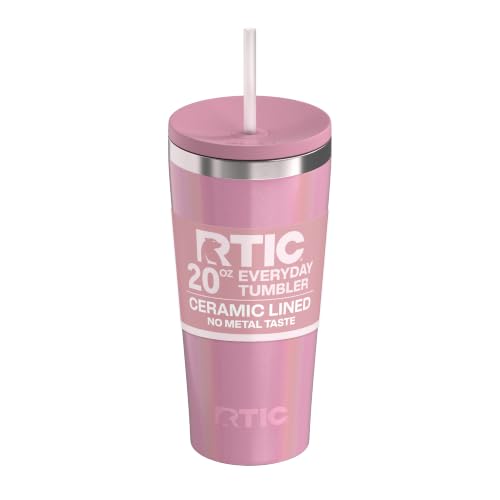 RTIC 20oz Everyday Tumbler, Insulated, Ceramic Lined, Dusty Rose Glitter - color: Dusty Rose Glitter, size: 20 Ounces