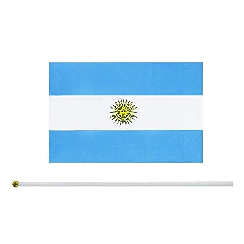 25 Pack Hand Held Small Mini Argentina Argentine Stick Flag Round Top National Country Flags,Party Decorations Supplies For Parades,World Cup,Festival Events,International Festival - color: Argentina