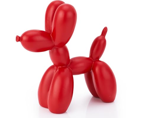 4 Inch Matte Red Balloon Dog Sculpture - color: Red