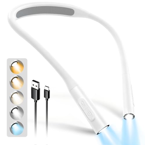 Glocusent Neck Book Light, Rechargeable Neck Lights for Crafts Reading - color: White