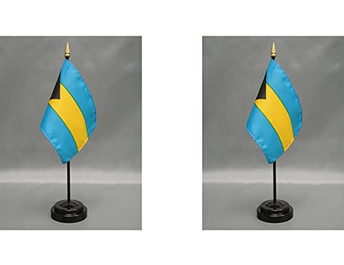 2 Bahamas Mini Desk Flags with Stands for Office or Tabletop Display - color: Bahamas