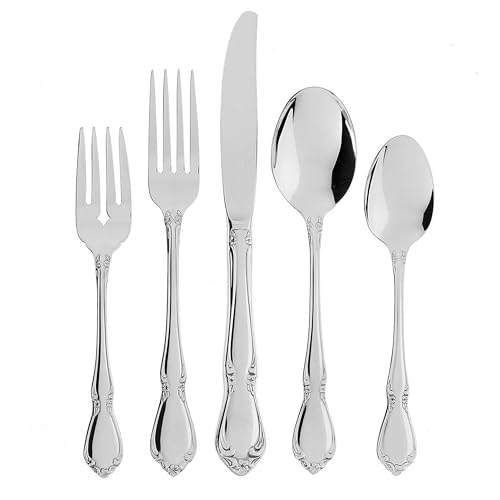 Oneida Flatware Chateau 18/10 Silverware Set for 1, 5-Piece - style: 5-Piece Flatware Set