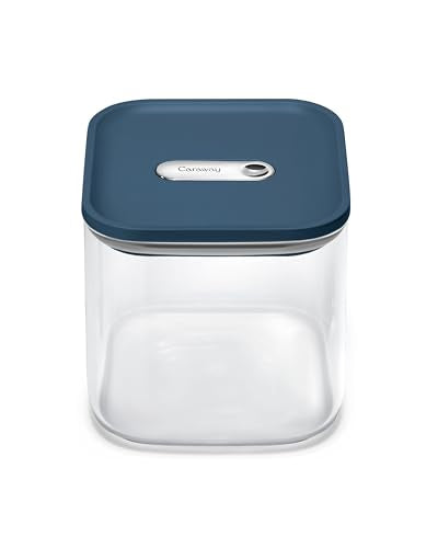 Caraway 2.5 qt Glass Airtight Food Storage Container with Lid - color: Navy, size: 2.5qt Container