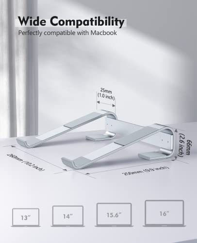 Soqool Laptop Stand for Desk,Aluminum Computer Stand for Cooling - color: Silver