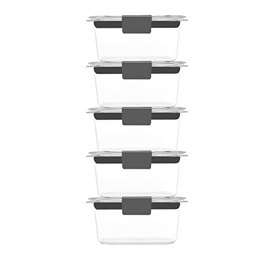 Rubbermaid Brilliance BPA-Free Food Storage Containers Multi Pack, 1.3 Cup Plastic Containers with Lids, 5 Pack, Leak Proof, Microwave & Dishwasher Safe - size: 1.3 cup (10-Piece)