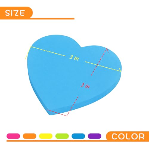 SIMONA Heart Shape Sticky Notes 6 Bright Colors, 450 Sheets - color: Bright Color 6 Pads