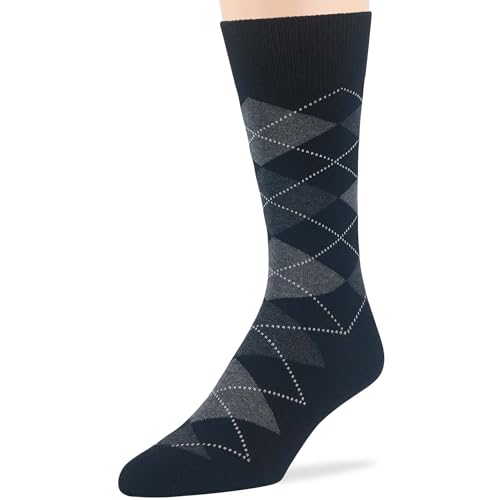 7BIGSTARS Men Cotton Patterned Crew Dress Socks 4-6 Pack, L 9-12 - color: Argyle, Black-charcoal/Dark Grey (Ar03)