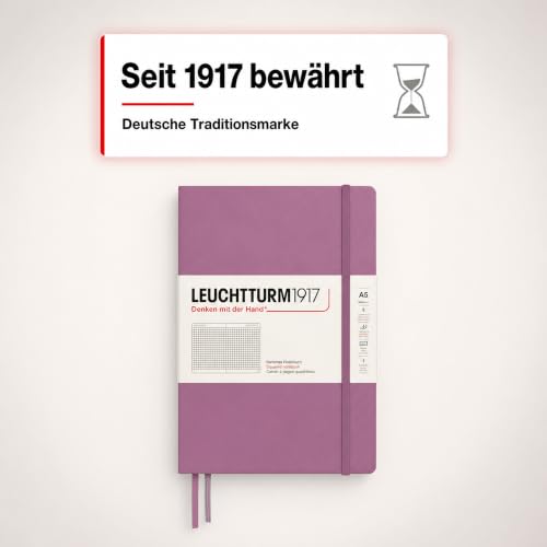 LEUCHTTURM1917 - Notebook Hardcover Medium A5-251 Numbered Pages for Writing and Journaling - Thinking Ahead (Squared Paper, Dusty Rose) - color: Dusty Rose, style: Squared