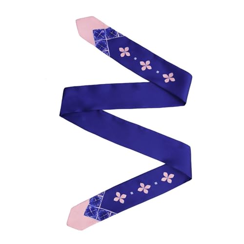 Daenggi Modern Hanbok Floral Hair Ribbon Scarf, Versatile Wrap - color: Blue