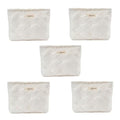 RSRSLEII 5Pcs Quilted Cotton Seashell Makeup Bag, Travel Toiletry Bag,White - color: 5Pcs White