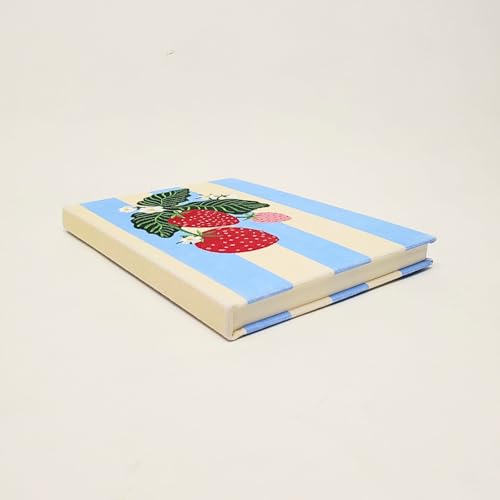Lady Jayne Embroidered Canvas Hardcover Journal with 192 Lined Pages, 6” x 8.5” – Fruit and Fleur Strawberries (83501) - color: Strawberries