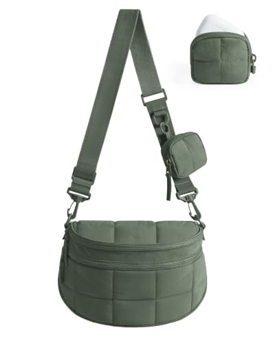 BAGSMART Crossbody Bags for Women, Puffer Cute Bum Bag with Pouch - color: Sage, size: 4.6L
