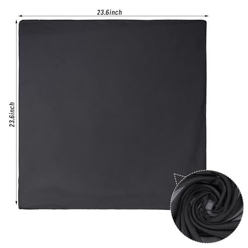 Pistha Chiffon Scarf Ribbon Neck Scarf Square Handkerchief 25.5 inch - color: Black