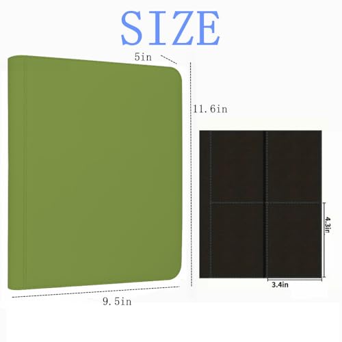 Toploader Binder,4-Pocket Double Sided Top Loaders Binder,Holds 128 Cards in 3"x4" Toploaders,PU Leather Card Binder Abulm for Toploader Trading,Sports,and Gaming Cards (Light Green) - color: Light Green