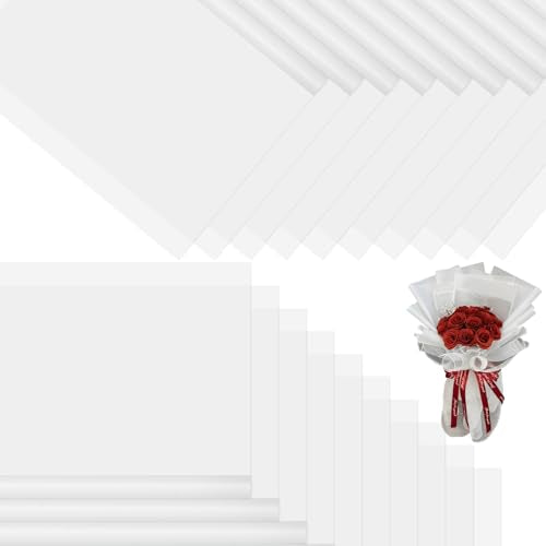 CCIJESW 20 Sheets Flower Bouquet Wrapping Paper Pure White - color: 002-Slightly Transparent White