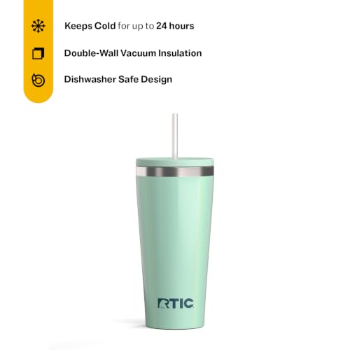 RTIC 20oz Everyday Tumbler, Insulated, Ceramic Lined, Fresh Mint Glitter - color: Fresh Mint Glitter, size: 20 Ounces