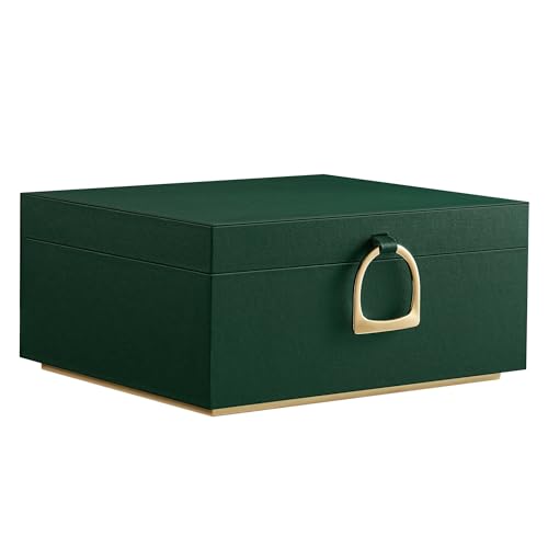 SONGMICS 2-Layer Jewelry Box with Handle, Removable Tray, Floating Effect - color: Forest Green
