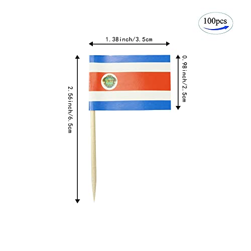 mflagperft Costa Rica Toothpick Flags 100 Pack, Costa Rican Flag Picks - color: Costa Rica