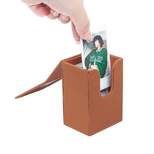 2 x 3 Mini Photo Storage Box for Polaroid Fujifilm Instax Mini 13 12 11 9 8 EVO Instant Film, Picture Frame and Containers, PU Leather. (Brown) - color: Brown