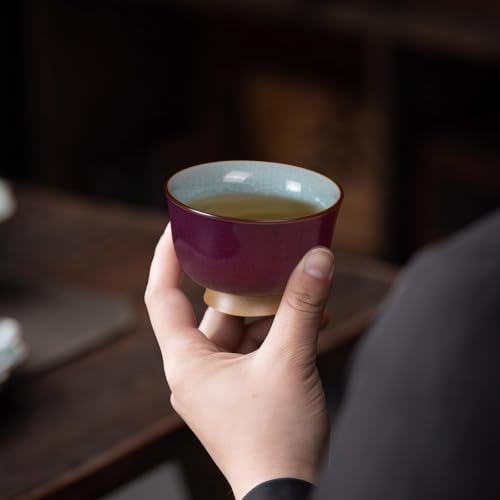 KAMMAK Japanese Tea Cups, 3 Oz Small Handmade Ceramic Teacups, Set of 2 - style: Ice Crackle Glaze-Purple