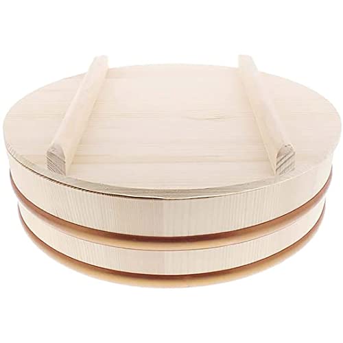 TIKUSAN Wooden Hangiri Sushi Rice Mixing Tub PP Band with Lid Made in Japan Made of Momi Fir Sushi Rice Bowl Sushi Oke (10.6" (27cm)) - size: 10.6" (27cm)