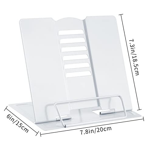 MSDADA Desk Book Stand Metal Reading Rest Book Holder Cookbook Holder - color: White