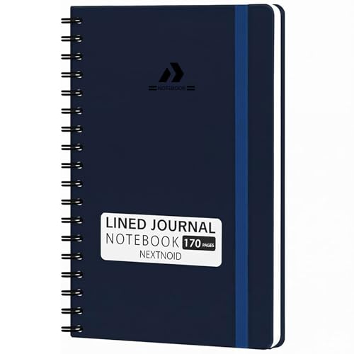 Nextnoid A5 Lined Spiral Notebook - 170 Pages, College Ruled, Navy Blue - color: g-Navy Blue