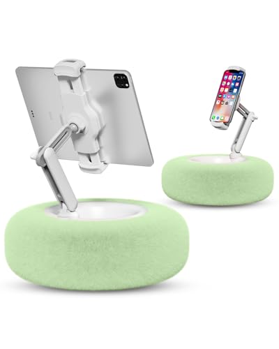 Viozon Tablet Stand Pillow, Compatible with 4.7"-13" Phone/Tablet, iPad, iPhone, Samsung, Google, Kindle, 360°Adjustable Phone Holder for Bed with Soft Plush Fabric, and Detachable Bowl, Green - color: Green