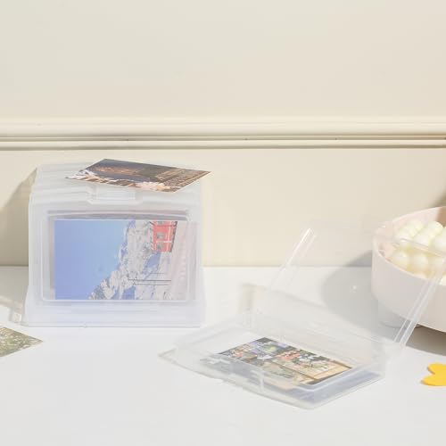 novelinks 6 Pcs 4"x6" Plastic Photo Storage Boxes with Tray (Clear 1Pack) - color: Clear