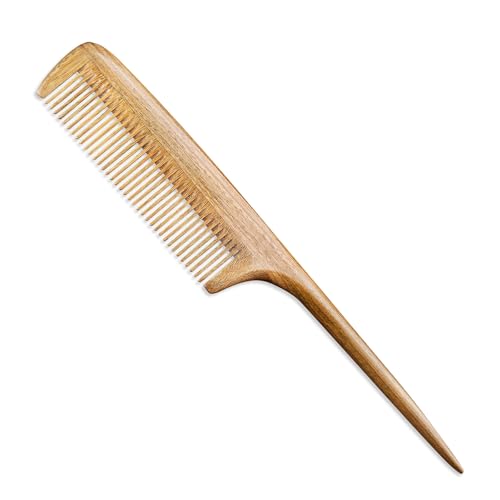 Melune Green Sandalwood Rat-Tail Comb with Fine Teeth for Hair Styling