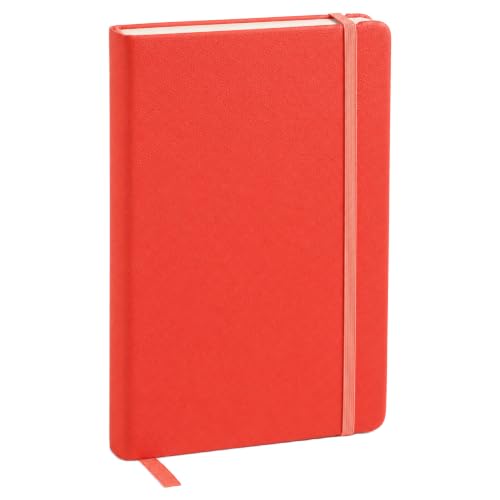 Leather Pocket Notebook, Writing Journal, Coral Red - color: Coral Red, size: Pocket