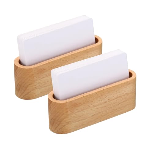 erioctry 2 Pack Wooden Business Card Holder Desktop Office Display Stand