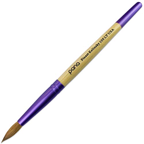 PANA Pure Kolinsky Hair Acrylic Nail Brush - Round Shape Purple Ferrule with Beige Wood Handle (Size 10) - color: Beige, size: Size 10