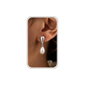 Pearl Earrings for Women,14K Gold/Silver Plated Dangle Drop Earrings - color: silvery white