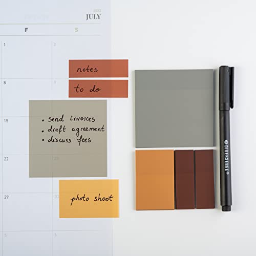 DiverseBee Transparent Sticky Notes Set with Quick Dry Pen (Dune) - color: Dune