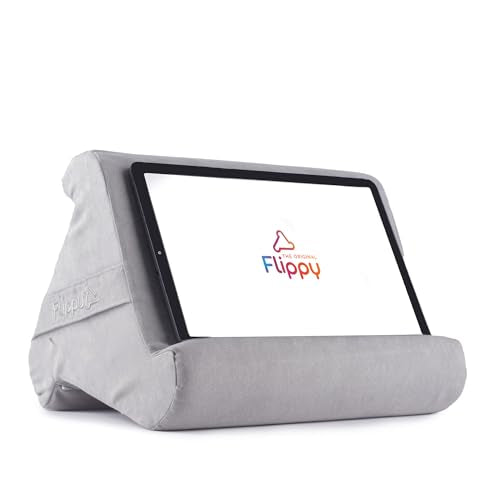 Flippy Original Tablet Pillow Stand & iPad Holder, Gift for Book Lovers & Readers, Multi-Angle Stand with Storage for Lap, Desk & Bed, Compatible with Kindle, Fire, iPad & Samsung, Greyster - color: Greyster 4.0