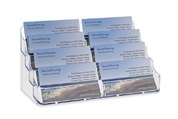 SOURCE ONE 8 Pocket Desktop Clear Acrylic Business Card Holder - size: 40 Pack