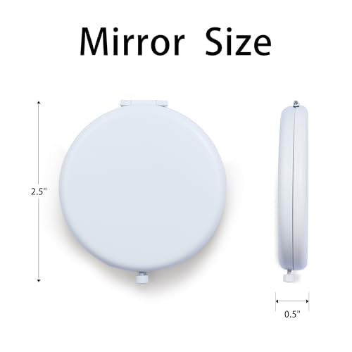 Compact Mirror for Purse, Metal Round Shell, Double-Sided 1X/2X Magnifying, Portable Travel Makeup Mirror, Mini Pocket Mirror, White,4 Packs - color: White