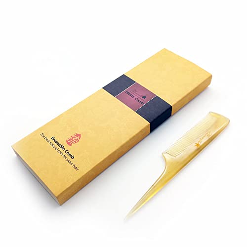 Breezelike Hair Comb for Women, Fine Tooth Tail Comb for Styling - color: Sheep Horn