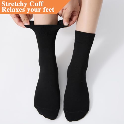 ATBITER Women Thin Cotton Crew Socks,Ankle Bootie Casual Dress Socks 6Pairs - color: 6 Pairs 3white+3black, size: 5-9