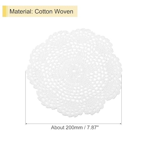 Crochet Doilies, 4Pcs 8 Inch - Handmade Crochet Cotton Coaster, Round Lace Placemats with Floral Patterns for Wedding Party Decoration (White)