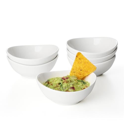Sweese 4 oz Very Small White Porcelain Bowls - Set of 6 Dipping, Sauce, Salsa & Snack Bowls, Mini Ceramic Bowls for Condiments & Charcuterie - color: White, style: X-Small (4 oz)