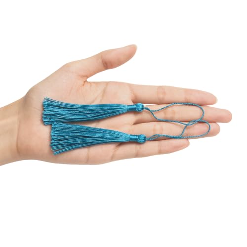 100Pcs 5 Inch Silky Bookmark Tassels for Jewelry, Souvenir (Peacock Blue) - color: Peacock Blue