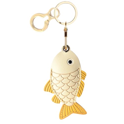 BORKUANA PU Leather Keychain holder Protective Case Compatible with AirTag - color: Fish Pink