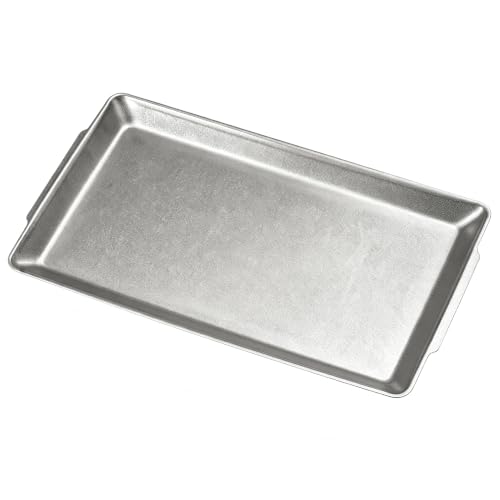 15.8" x 9.5" Large Serving Trays Vintage Style Stainless Steel Heavy-Duty Large Serving Platters, Silver Rectangular Plates for Food Fruit Party Wedding Christmas Chip and Scratch Resistant - color: Retro-15.8" X 9.5"