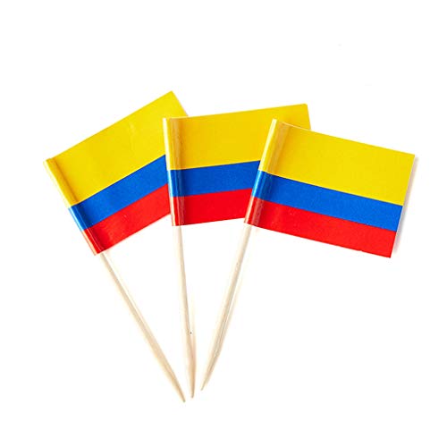 mflagperft Colombia Toothpick Flags 100 Pack, Mini Colombian Flag Picks - color: Colombia