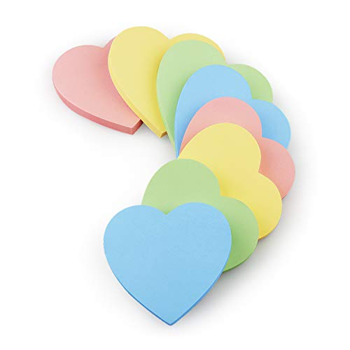 SIMONA Heart Shape Sticky Notes 4 Paste Colors 8 Pads, 600 Sheets - color: 4 Paste Colors 8 Pads